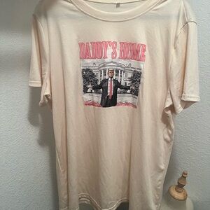 Cream Graphic T-Shirt with Pink and Black Print